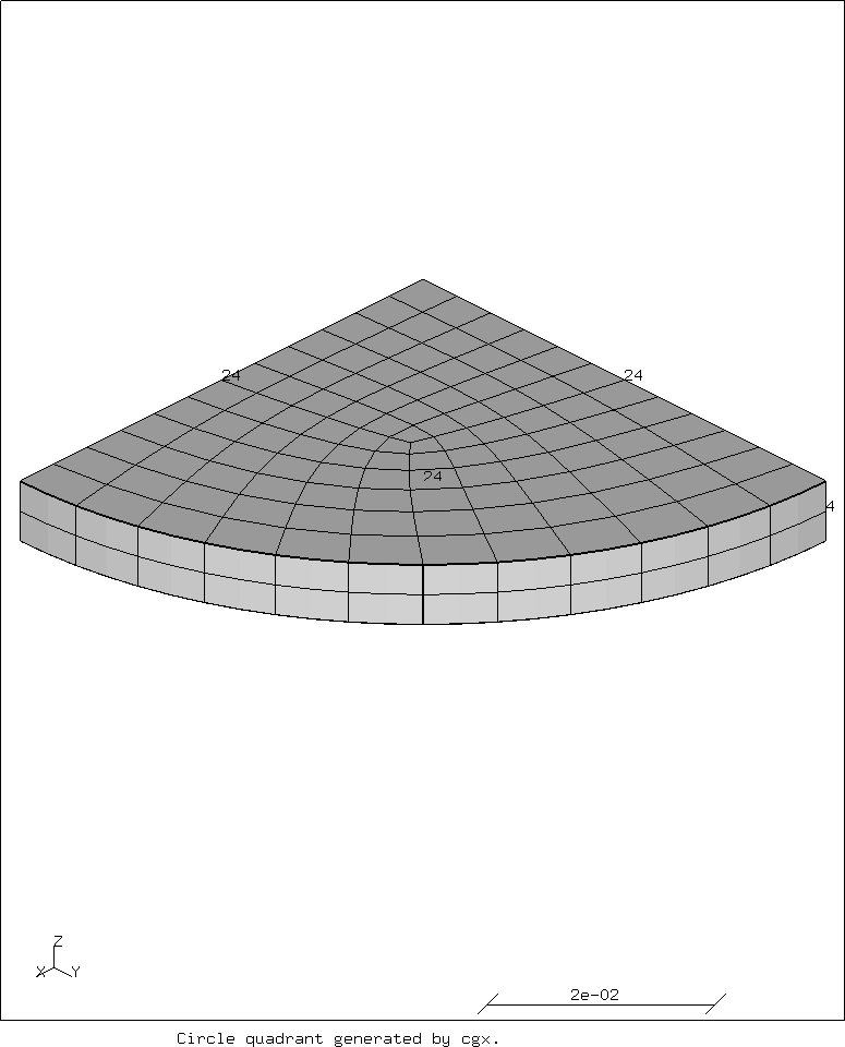 Image of the mesh of a circle quadrant.