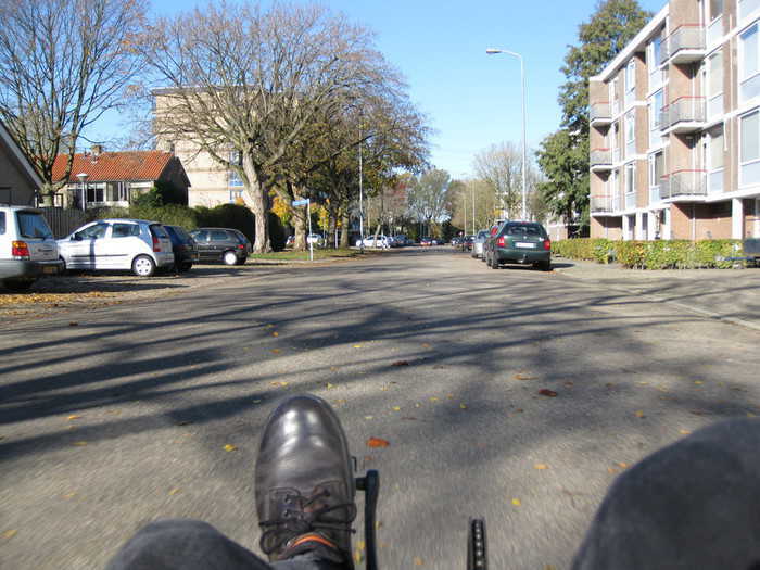 Cycling down the street