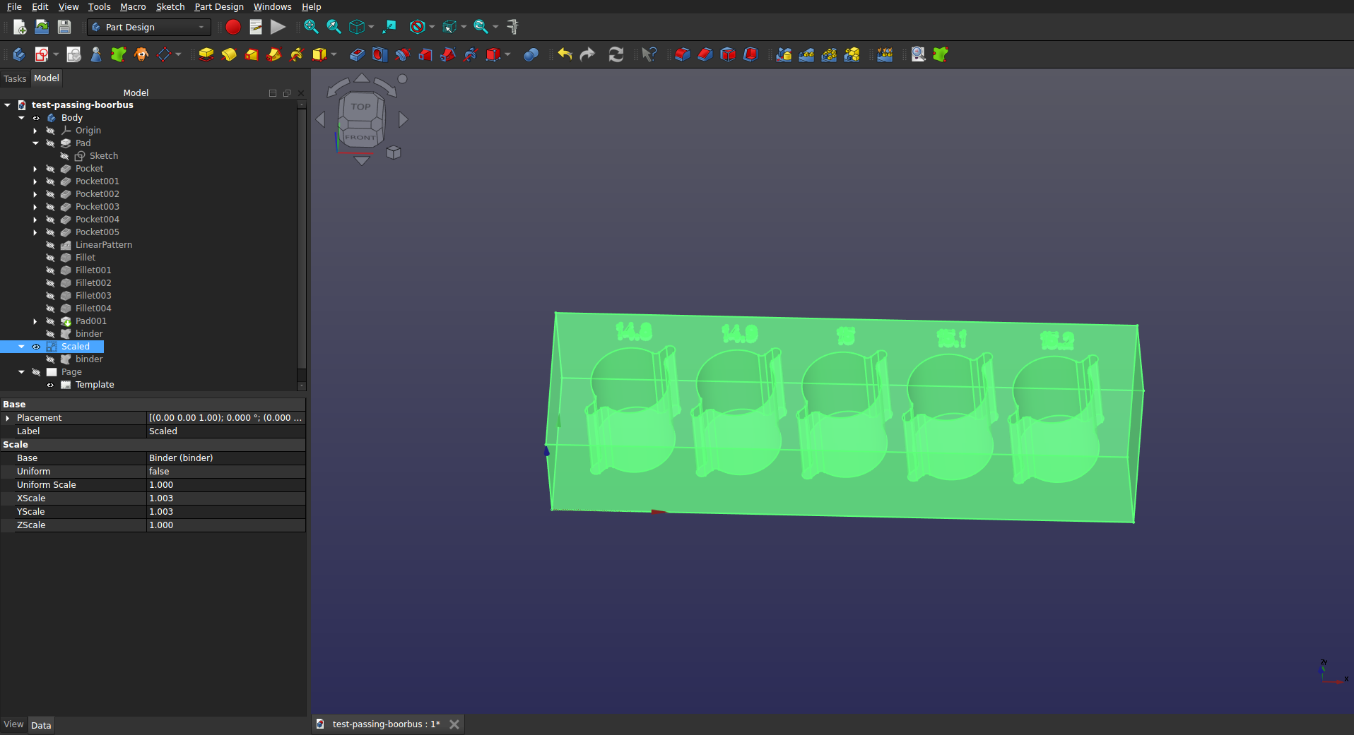 Scaling a FreeCAD part.