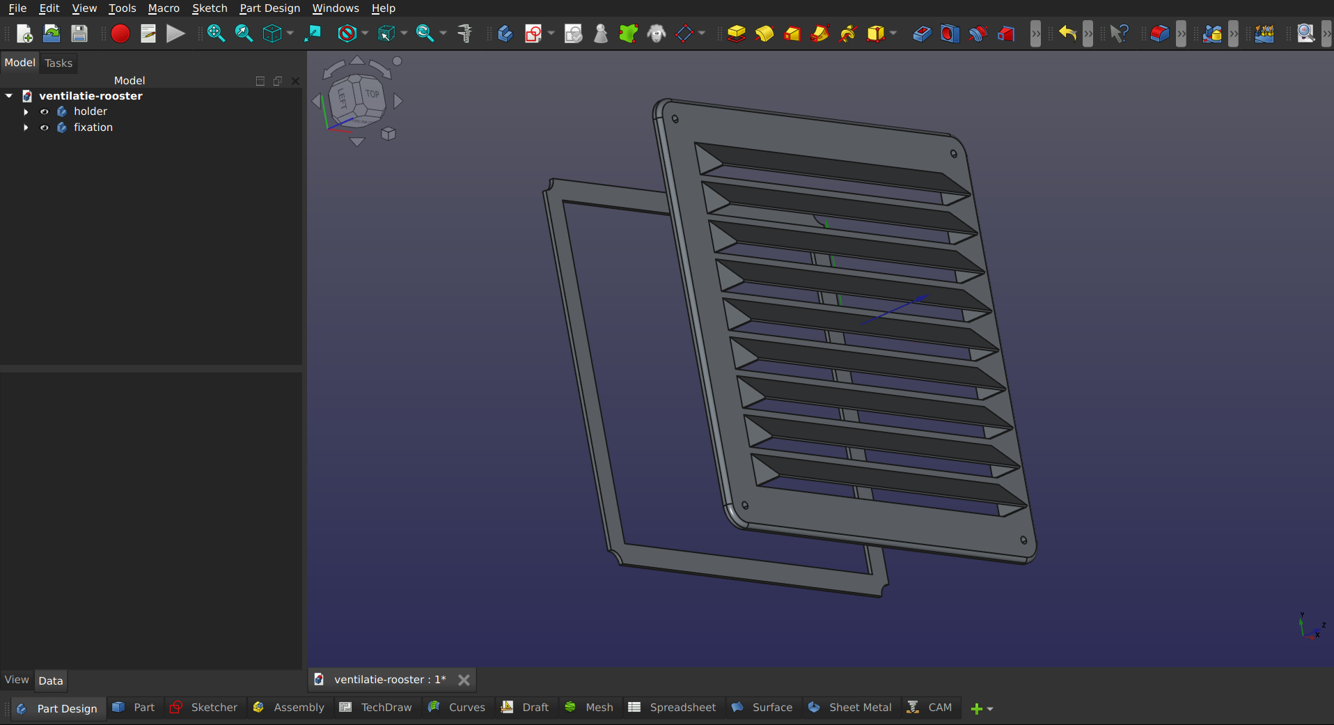 CAD model of louvre vent.