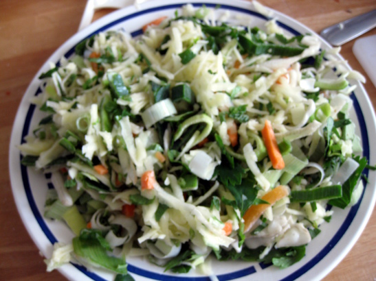 grated potatoes mixed with vegetables