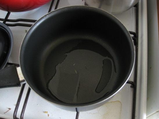 oil heating in a pan