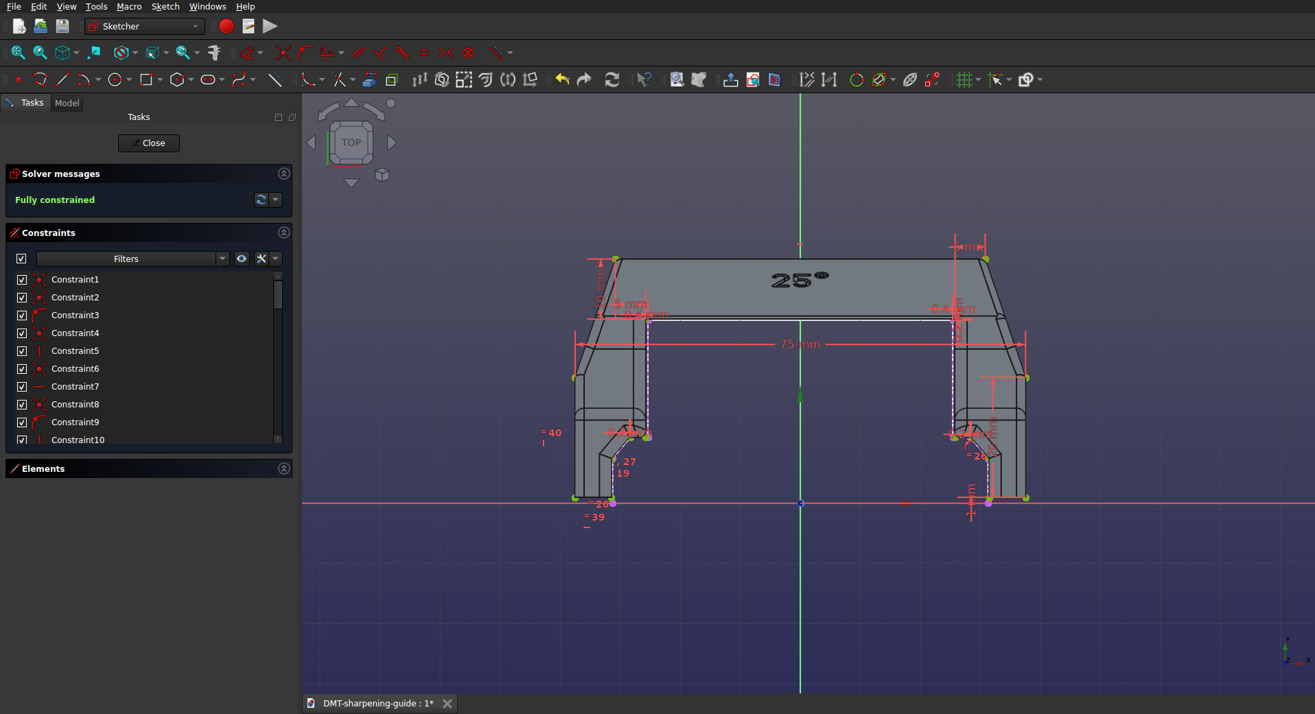 Main outline for sharpening aid.