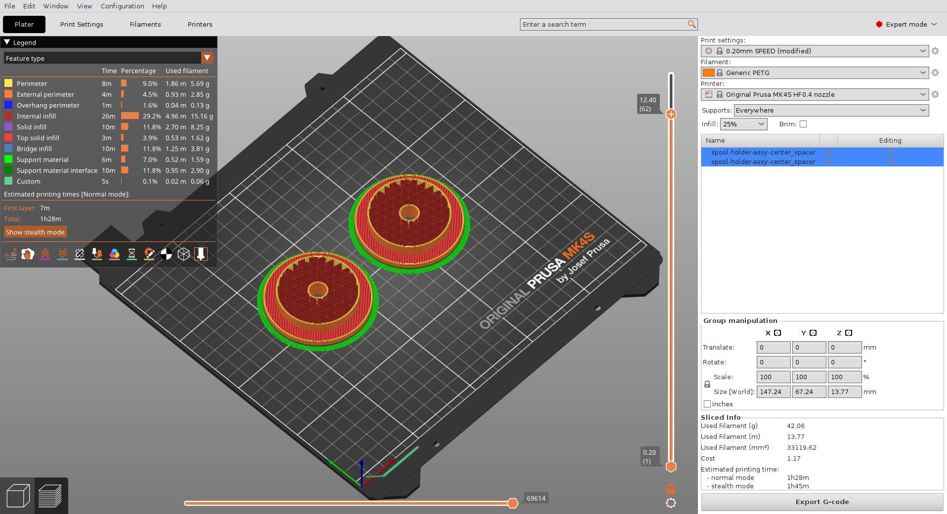 print job for center spacers.